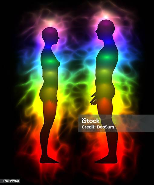 Human Aura Woman And Man Stock Photo - Download Image Now - Aura, People, Men