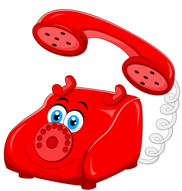 Cartoon Red Old Retro Rotary Telephone Vector illustration of Cartoon Red Old Retro Rotary Telephone rotary dial telephone cartoons stock illustrations