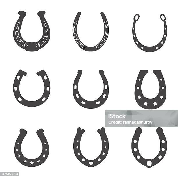 Horseshoe Illustration Set Stock Illustration - Download Image Now - Horseshoe, Vector, Luck