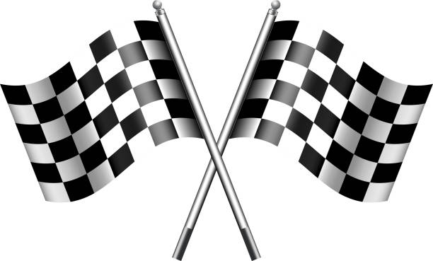 kariertes, karierte flagge flaggen-finish - checkered flag flag the end motorized sport stock-grafiken, -clipart, -cartoons und -symbole