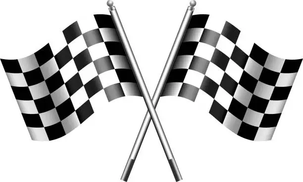 Vector illustration of Checkered, Chequered Flags Finish Flag