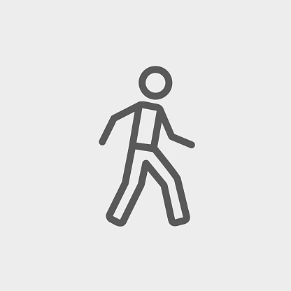 Walking exercise icon thin line for web and mobile, modern minimalistic flat design. Vector dark grey icon on light grey background.