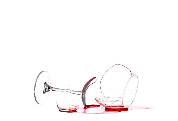 istock Glass of wine, broken on the mirror. Isolated on white 476156312