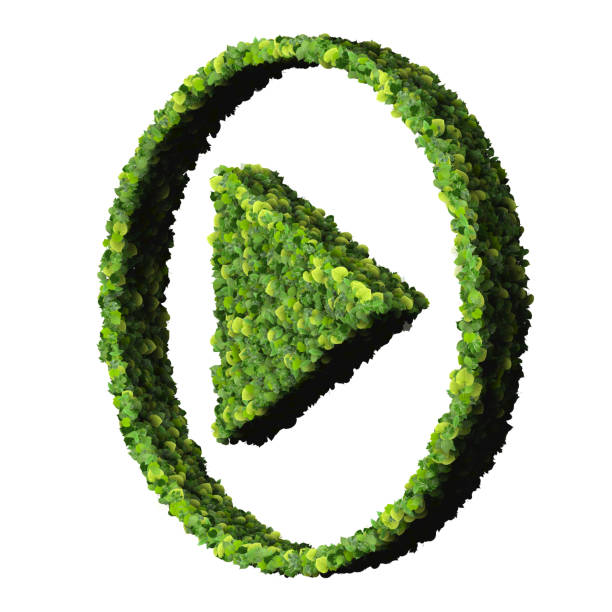 istock Media control reverse play eco icon made from green leaves 476156430