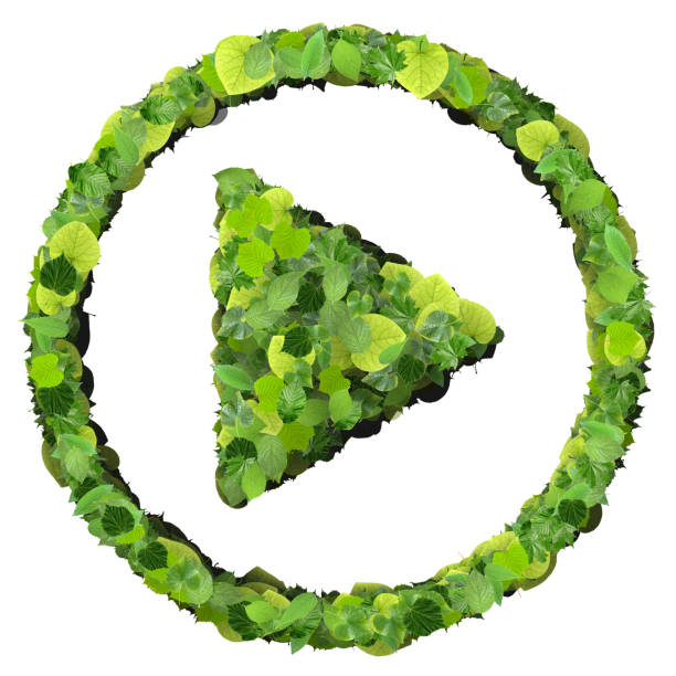 istock Media control reverse play eco icon made from green leaves 476156494