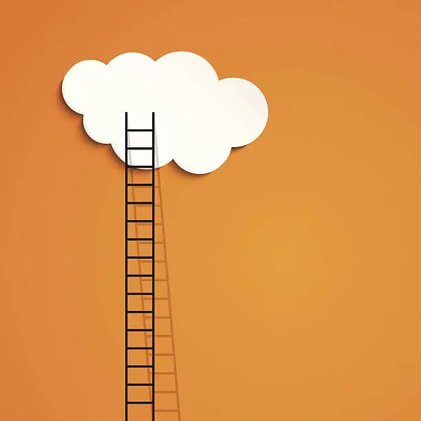 Vector illustration of Ladder to Cloud - Business Success Concept