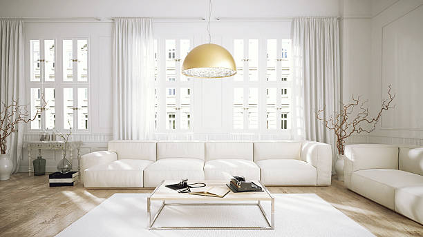 moderno estilo retro apartamento de cobertura sala de estar - wood classic fashion luxury imagens e fotografias de stock