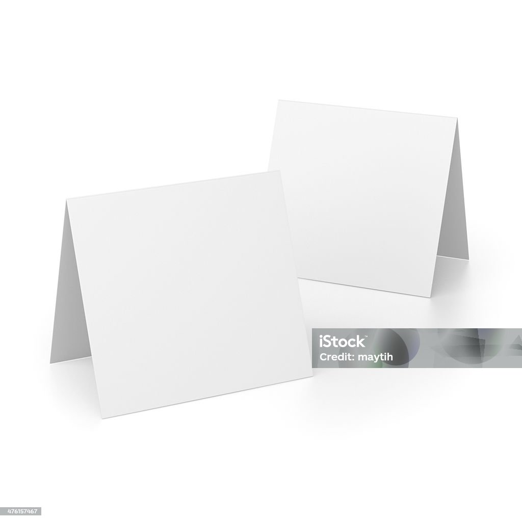 two simple folded paper composition two simple folded paper composition on white. 3d render Greeting Card Stock Photo