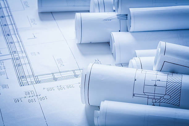 istock Close up of architecture construction plans building concept 476158750