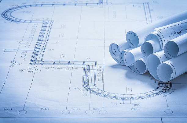 istock Set of architecture blueprint rolls construction concept 476160230