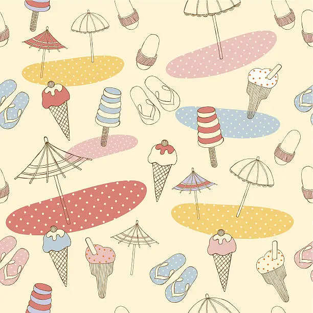 Vector illustration of Beach theme vector in vintage style