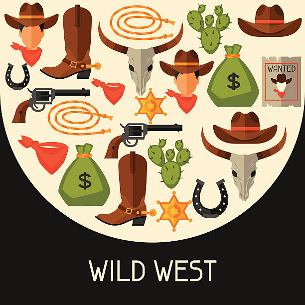 西部のカウボーイのオブジェクトの背景デザイン要素 - cowboy hat hat country and western music wild west点のイラスト素材／クリップアート素材／マンガ素材／アイコン素材