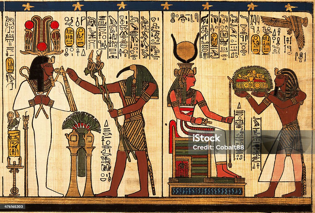 Egyptian papyrus Egyptian papyrus with antique hieroglyphs Egypt Stock Photo