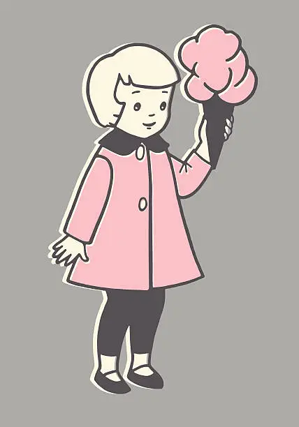 Vector illustration of Girl Holding Cotton Candy