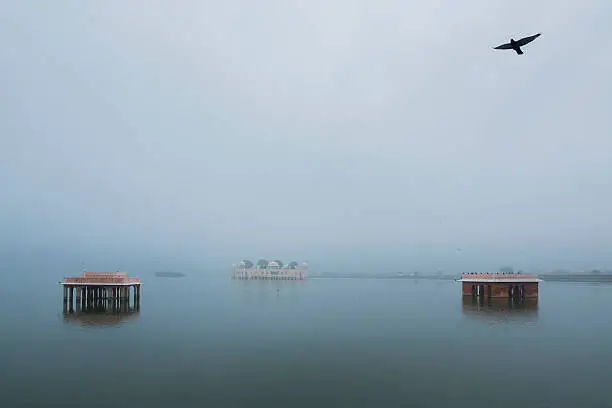 The Waterpalace, built in pink sandstone, is situated in a lake in the pink city of Jaipur in Rajasthan, India. The Jal Mahal Water Palace in Jaipur, India. Rajasthan landmark - Jal Mahal (Water Palace) on Man Sagar Lake in the evening in twilight. Jaipur, Rajasthan, India