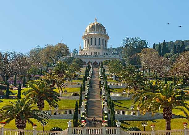 istock Bahai Gardens Stairs and temple 476167447