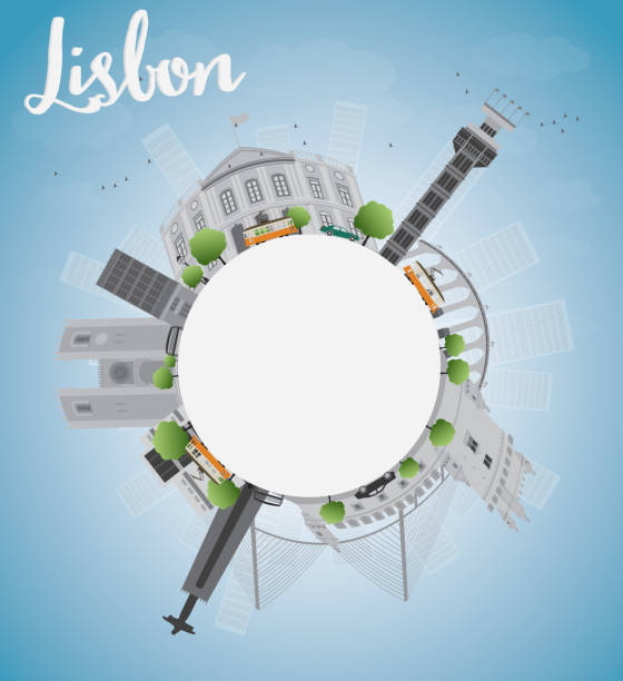istock Lisbon city skyline with grey buildings, blue sky 476168914