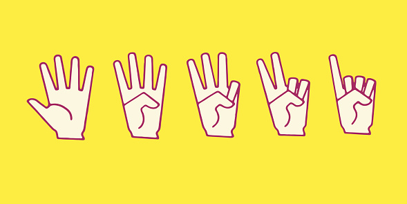 Using Hand For Numbers Hand Signs For Numbers Stock Illustration - Download Image Now ...