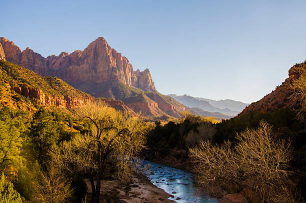 Landscape and Mountains at Zion, Utah stock photo