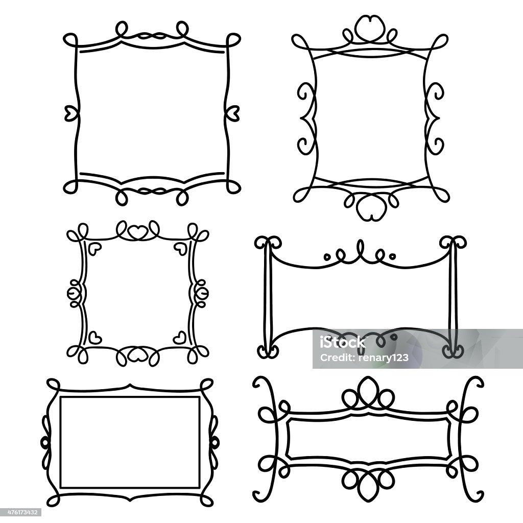 Decorative Frame Line Vector Set Stock Illustration - Download Image ...