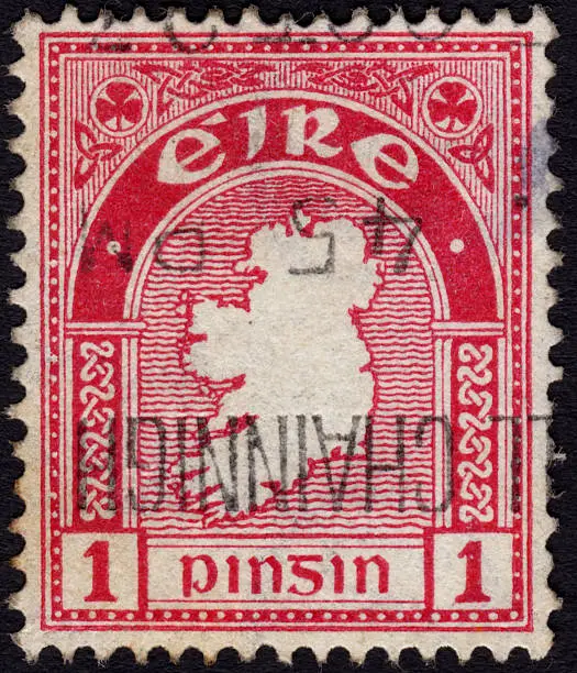 Photo of Postage stamp showing a map with the outlines of Ireland