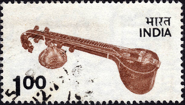 istock Postage stamp showing an Indian sitar 476173757
