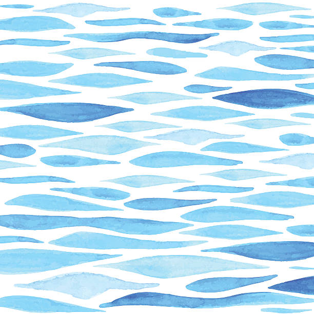 ilustrações de stock, clip art, desenhos animados e ícones de fundo do mar de aguarela - water surface illustrations