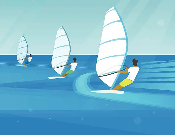 Vector illustration of Windsurfing competition