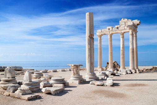 Ancient ruins of Laodicea on the Lycus and sunset