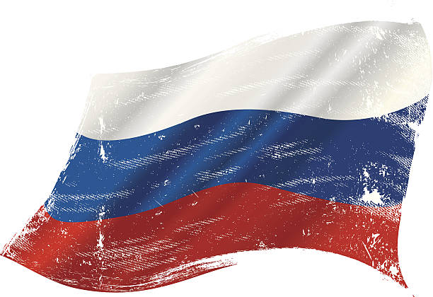 Russian grunge flag flag of  Russia in the wind with a texture russia flag stock illustrations