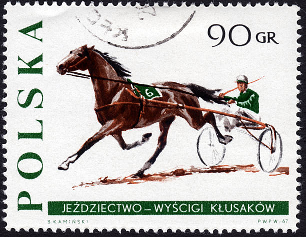 istock Postage stamp showing jockey and horse pulling a sulky 476178973