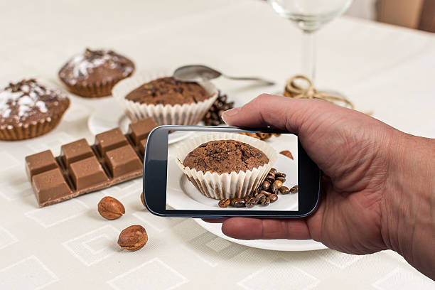 istock Man doing photo cocoa muffin 476180122