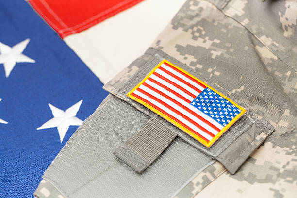 istock USA army uniform with chevron - focus on chevron 476180688