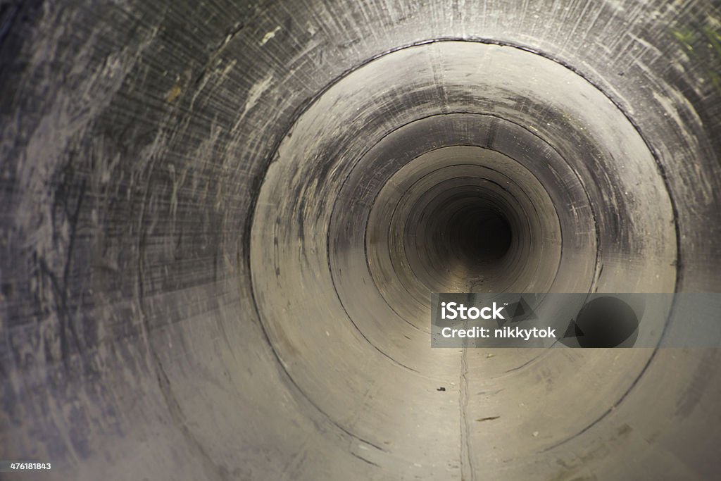 sewage collector pipe inside of sewage collector pipe Indoors Stock Photo