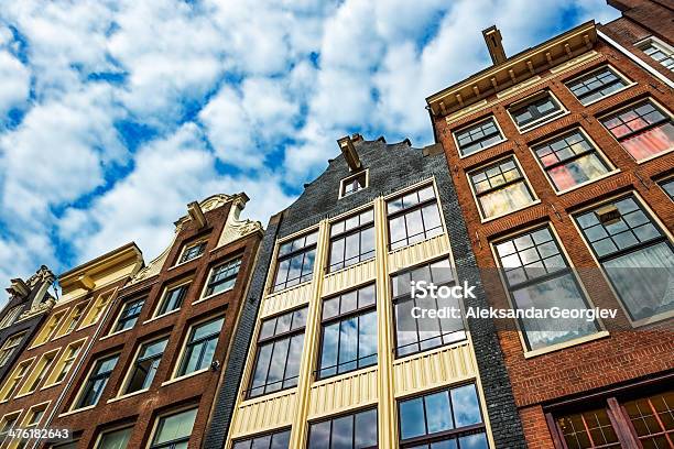 Amsterdam Houses Typical Dutch Architecture Stock Photo - Download Image Now - Amsterdam, Architecture, Balcony