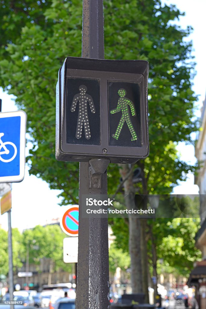 Pedestrian crossing sign - green light to walk 2015 Stock Photo