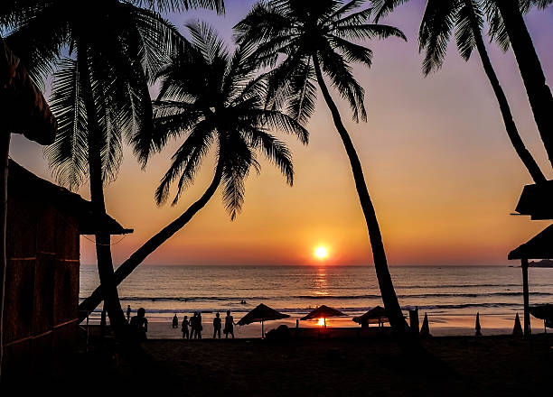 istock Beautiful golden sunset on the beach, GOA, India 476189167