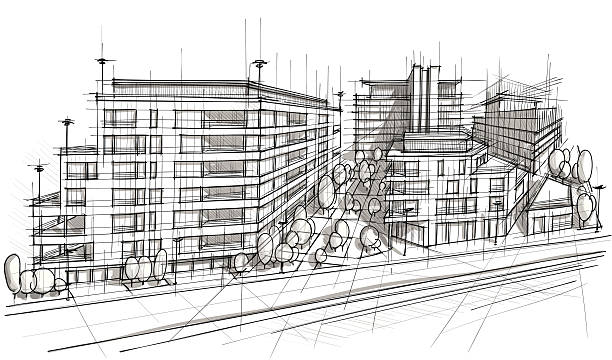 建築物 - architecture blueprint built structure construction点のイラスト素材／クリップアート素材／マンガ素材／アイコン素材