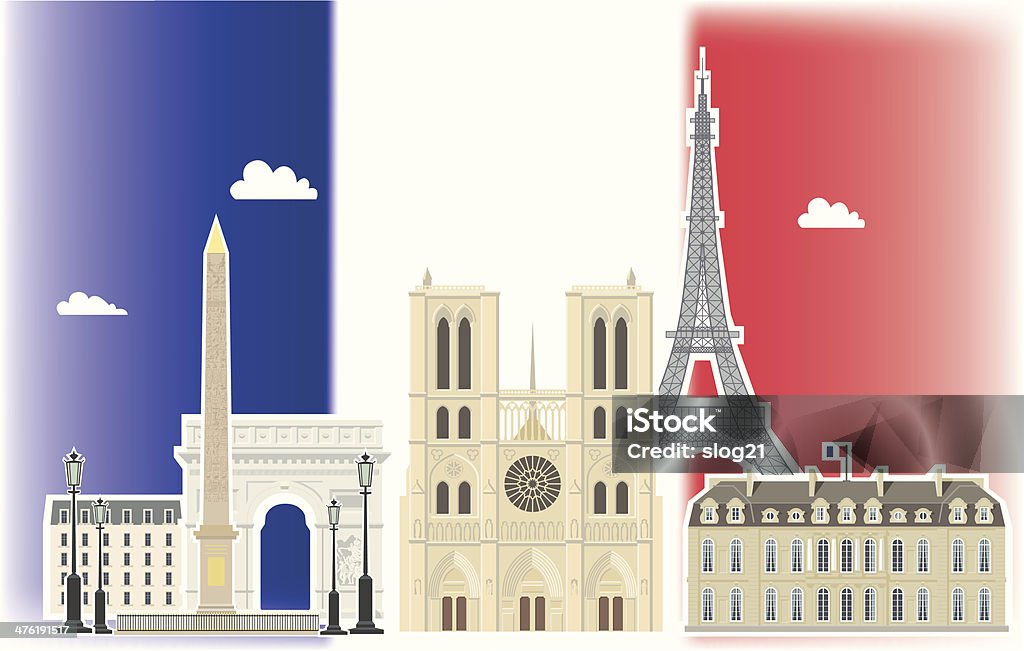 Torre Eiffel de Notre-Dame, Élysée Palácio, Arco do Triunfo - Royalty-free Palácio do Eliseu arte vetorial