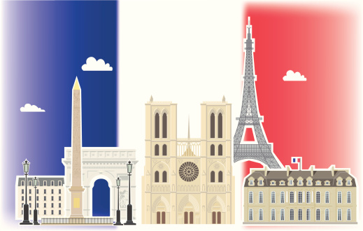 Illustrations of the most popular tourist attractions in Paris
