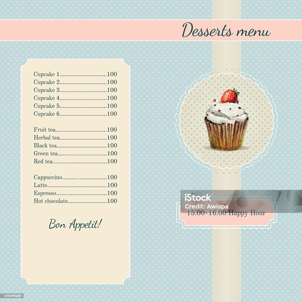 Mẫu Menu Cafe Với Hình Minh Họa Cupcake Màu Nước Hình minh họa Sẵn ...