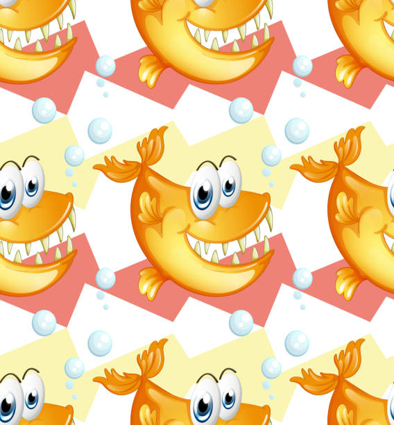 Big smiling piranhas Big smiling piranhas on a white background orange piranha stock illustrations