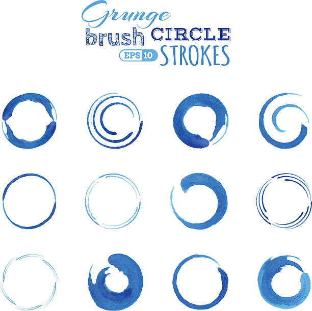 Vector set of grunge circle brush strokes. vector art illustration