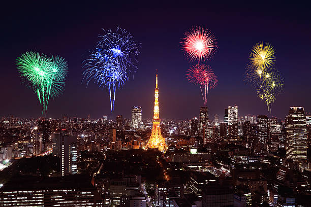 istock Fireworks celebrating over Tokyo cityscape at night 476192532