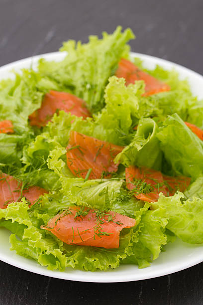 istock salad with smoked salmon on plate 476193604
