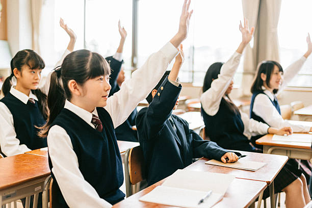 istock Japanese Junior High School Students Raising hands 476193812