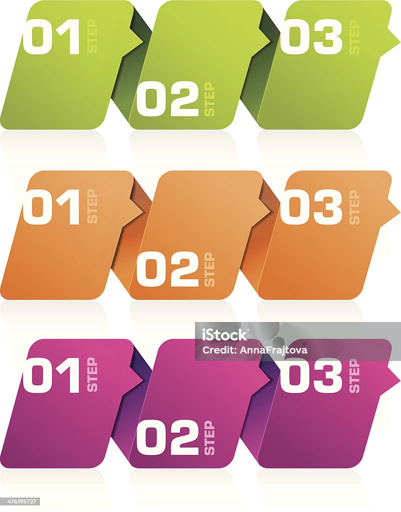 Infographics Banners Three banners showing individual steps in a tutorial or progress in any kind of work. This file uses transparency effects and is saved in EPS10 format. Advice stock vector