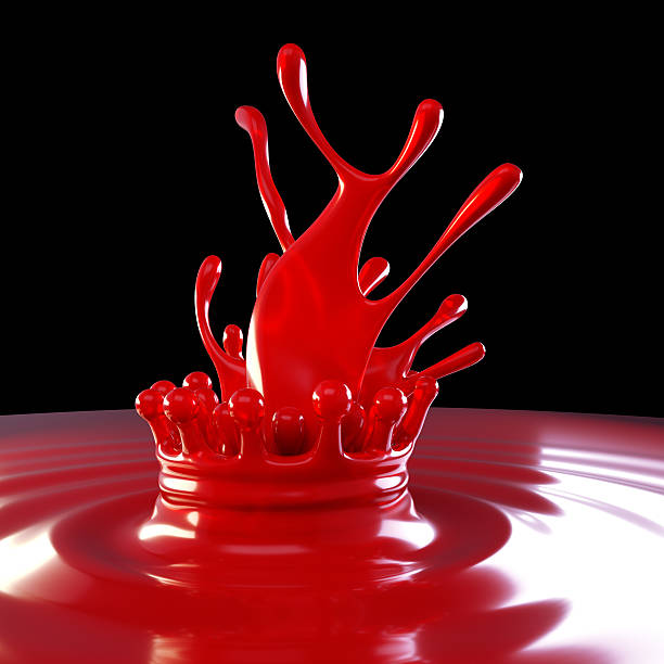 Splash of red colorful liquid with crown Splash of red colorful liquid with crown on black blood pouring stock pictures, royalty-free photos & images