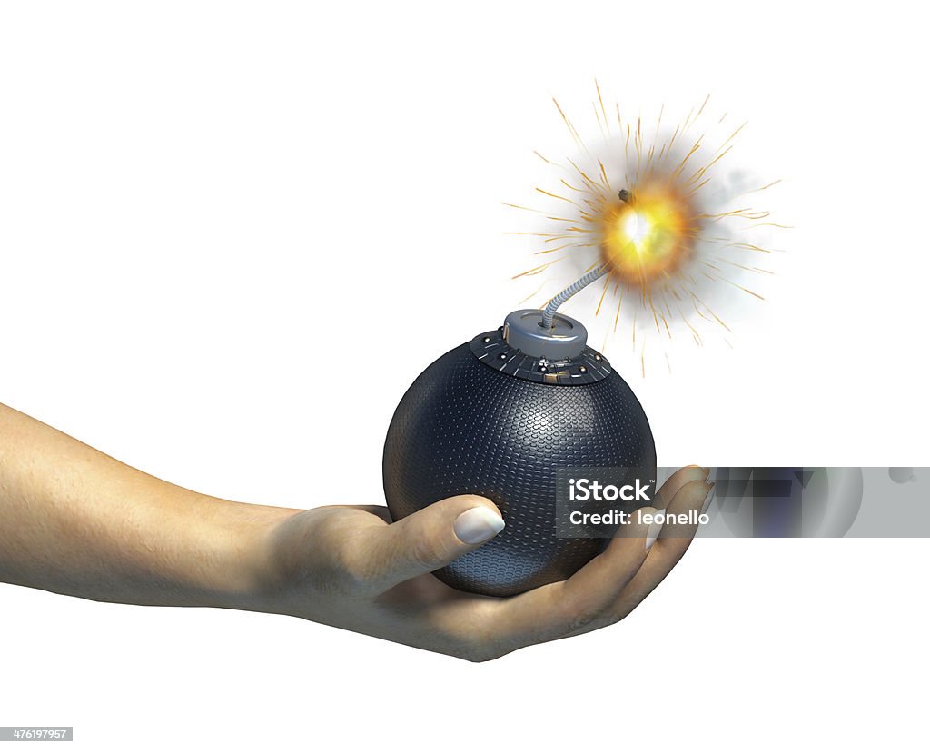 Mão Humana segurando uma bomba com queima Fusível - Royalty-free Agressão Foto de stock
