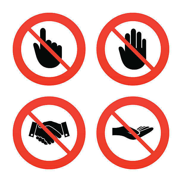 手のアイコンです。 、ここをクリックして、握手銘柄 - sign no symbol forbidden点のイラスト素材／クリップアート素材／マンガ素材／アイコン素材
